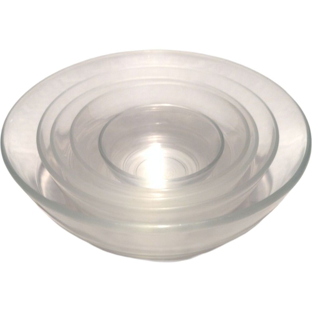 Duralex Set of 5 Glass Nesting Serving Mixing Bowls France Vintage Tempered